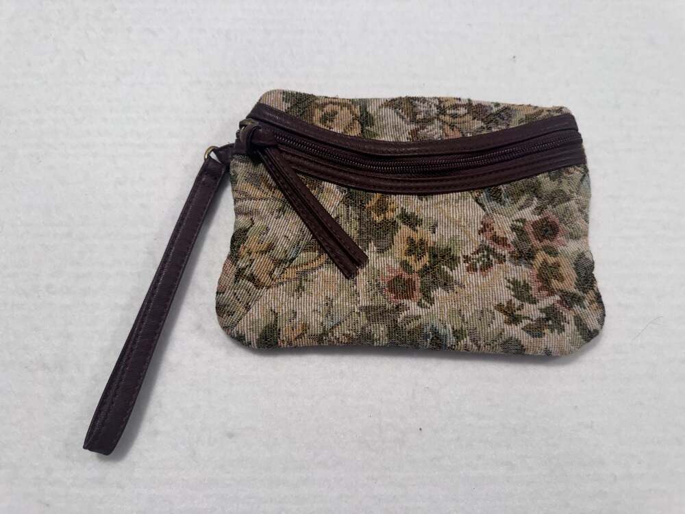 Charlotte Russe Vintage Floral Tapestry Wristlet Pouch Clutch Bag